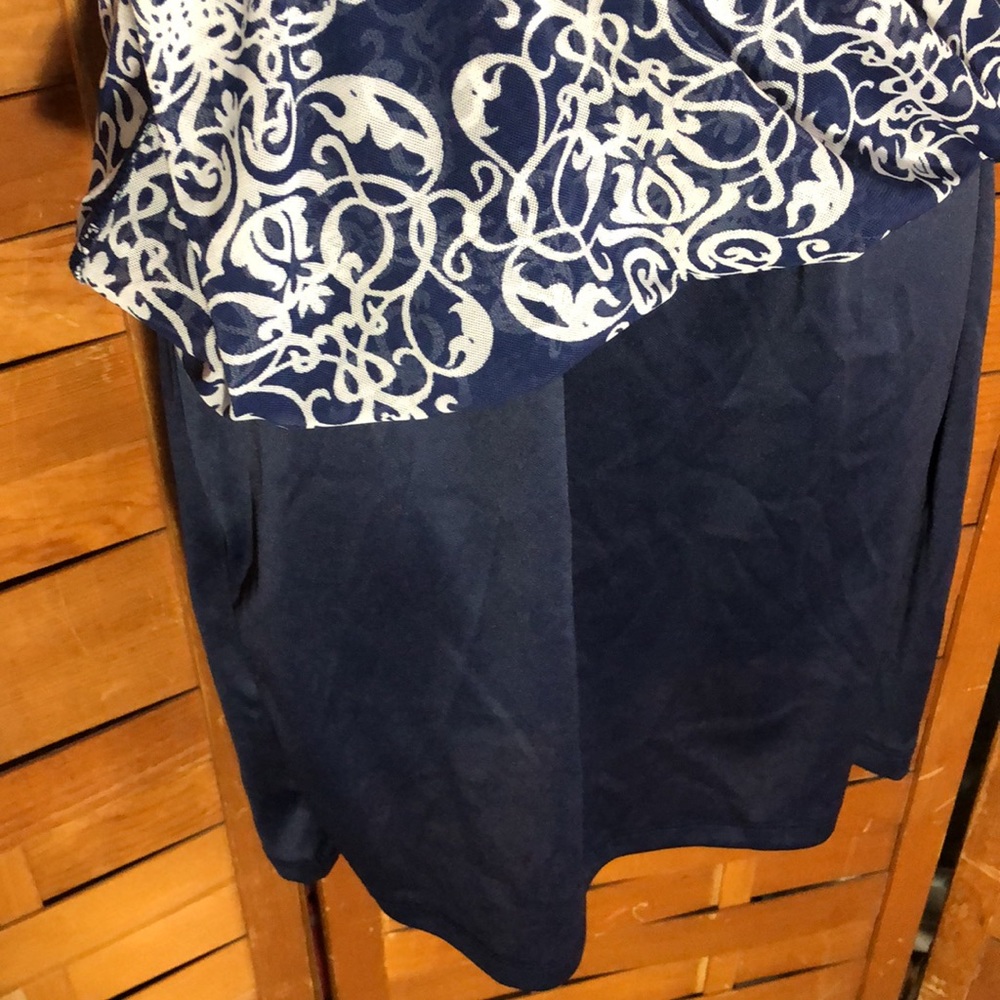 HAANI PETITE Sheer Arabesque Print Dress w/Lining - Picture 4 of 8